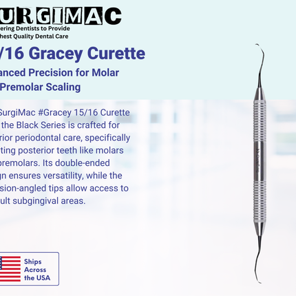 SurgiMac #Gracey 15/16 Curette, Double Ended, Stainless Steel, Black Series, 1/Pk