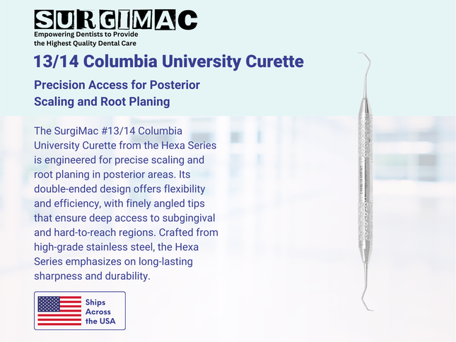 SurgiMac #13/14 Columbia University Curette , Double Ended, Stainless Steel, Hexa Series, 1/Pk