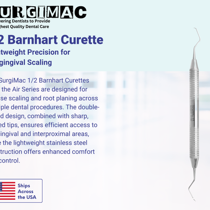 SurgiMac 1/2 Barnhart Curettes, Double Ended, Stainless Steel, Air Series, 1/Pk