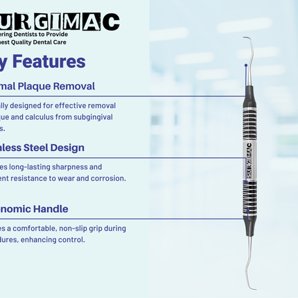 SurgiMac #Gracey 1/2 Curette, Double Ended, Black Handle, Stainless Steel, Air Series, 1/Pk