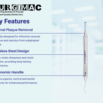 SurgiMac #23A HDL #2 Curette , Optimal Plaque Removal, Stainless Steel, Air Series, 1/Pk