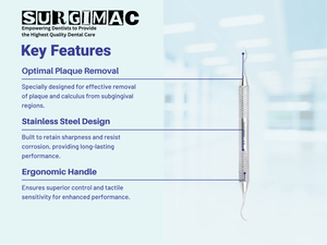 SurgiMac #23A HDL #2 Curette , Optimal Plaque Removal, Stainless Steel, Air Series, 1/Pk 10-720