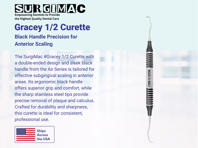 1/2 Gracey Curette, (TiN) Coated Stainless Steel, Air Series, 1/Pk