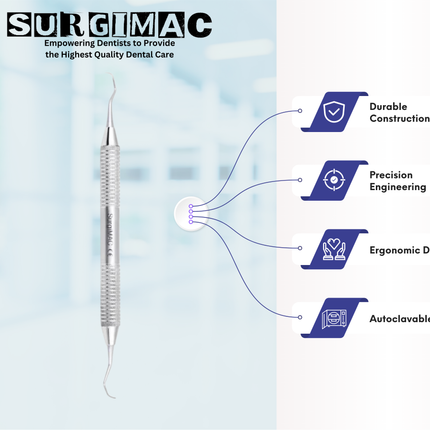 SurgiMac #23A HDL #2 Curette , Optimal Plaque Removal, Stainless Steel, Air Series, 1/Pk