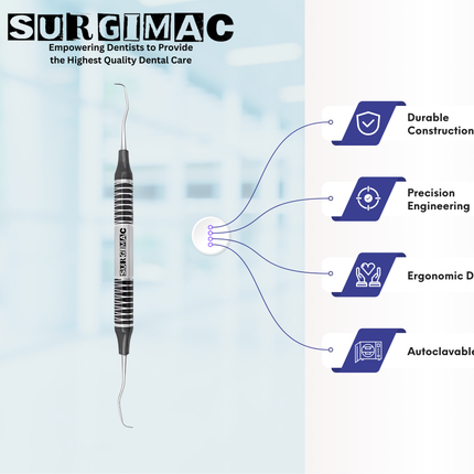 SurgiMac #Gracey 1/2 Curette, Double Ended, Black Handle, Stainless Steel, Air Series, 1/Pk