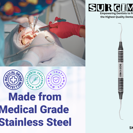 SurgiMac #Gracey 1/2 Curette, Double Ended, Black Handle, Stainless Steel, Air Series, 1/Pk