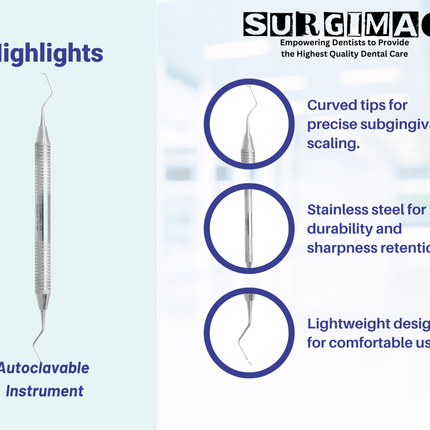 SurgiMac 1/2 Barnhart Curettes, Double Ended, Stainless Steel, Air Series, 1/Pk