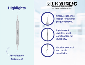 SurgiMac #23A HDL #2 Curette , Optimal Plaque Removal, Stainless Steel, Air Series, 1/Pk 10-720
