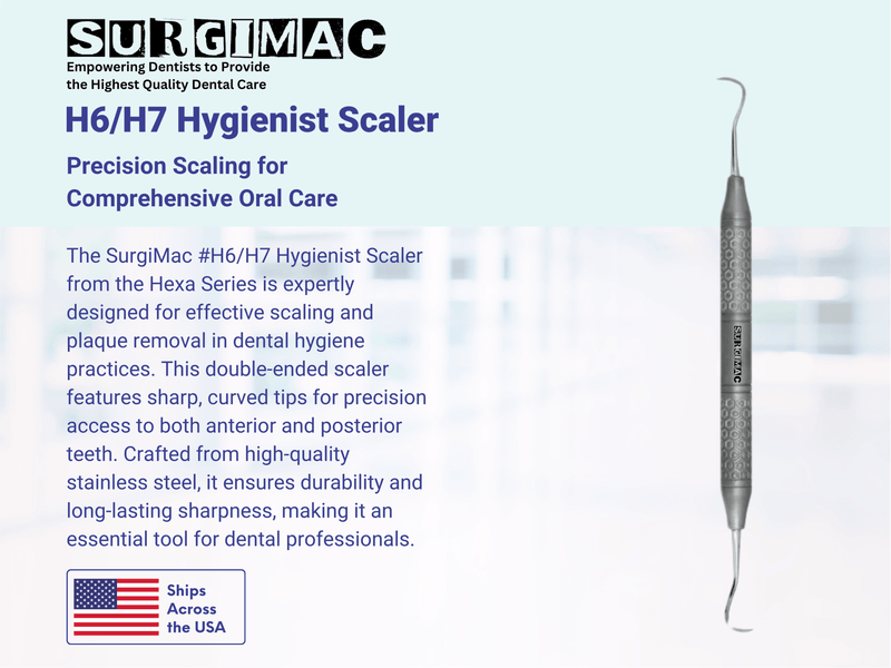 SurgiMac #H6/H7 Hygienist Scaler, Double Ended, Stainless Steel, Hexa Series, 1/Pk 11-611-H