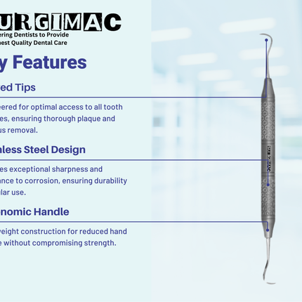 SurgiMac #H6/H7 Hygienist Scaler, Double Ended, Stainless Steel, Hexa Series, 1/Pk