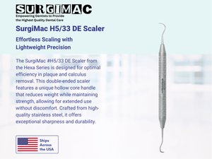SurgiMac #H5/33 DE Scaler, Double Ended, Hollow Core Handle, Stainless Steel, Hexa Series, 1/Pk 11-610-H