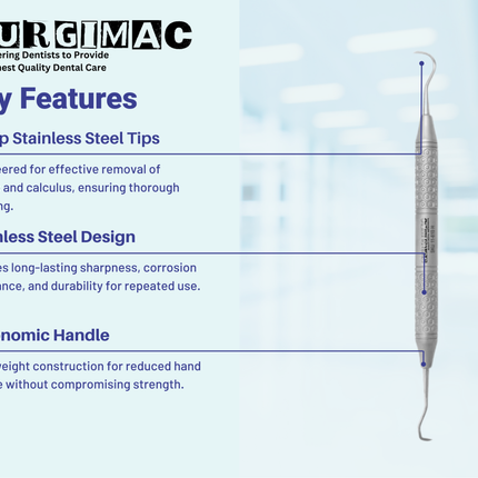 SurgiMac #H5/33 DE Scaler, Double Ended, Hollow Core Handle, Stainless Steel, Hexa Series, 1/Pk