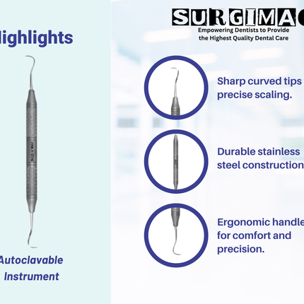 SurgiMac #H6/H7 Hygienist Scaler, Double Ended, Stainless Steel, Hexa Series, 1/Pk