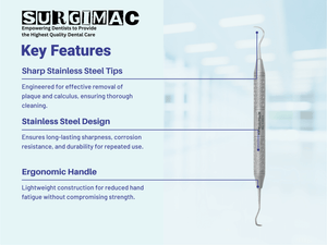SurgiMac #H5/33 DE Scaler, Double Ended, Hollow Core Handle, Stainless Steel, Hexa Series, 1/Pk 11-610-H