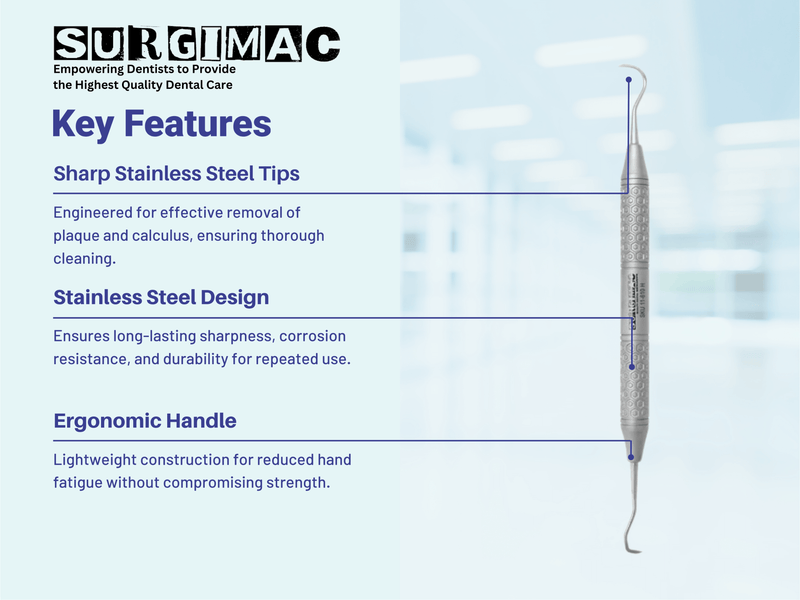 SurgiMac #H5/33 DE Scaler, Double Ended, Hollow Core Handle, Stainless Steel, Hexa Series, 1/Pk 11-610-H