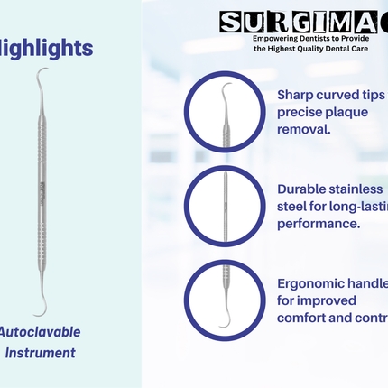 SurgiMac H6/H7 Hygienist Scaler, ProSeries with Ergonomic Handle, Stainless Steel, Slim Series, 1/Pk.