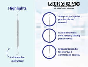 SurgiMac H6/H7 Hygienist Scaler, ProSeries with Ergonomic Handle, Stainless Steel, Slim Series, 1/Pk. 11-611s