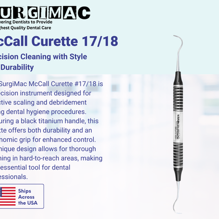 #17/18 McCall Curette, (TiN) Coated Stainless Steel, Air Series, 1/Pk