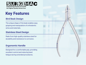 SurgiMac Bird Beak Orthodontic Pliers - Stainless Steel, Air Series, Precision Wire Bending Tool 16-2551