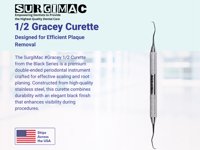 SurgiMac #Gracey 1/2 Curette, Double Ended, Stainless Steel, Black Series, 1/Pk