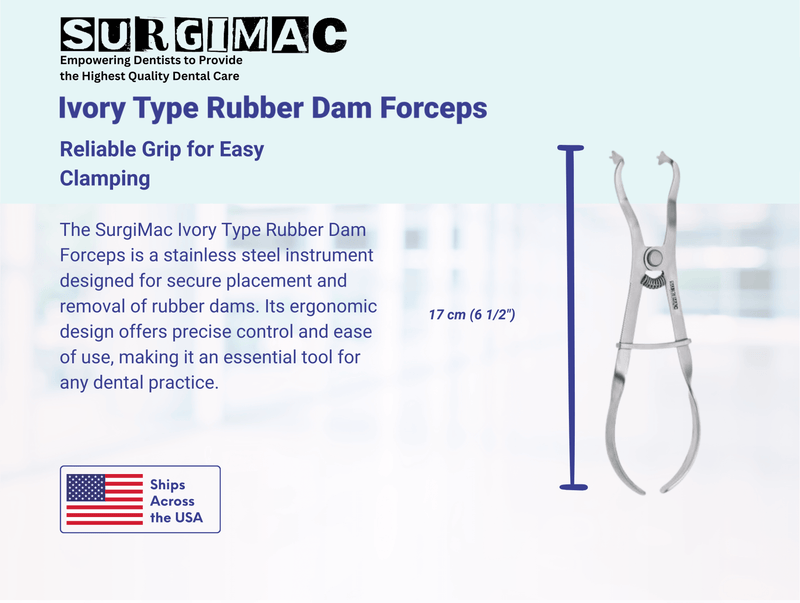 SurgiMac Ivory Rubber Dam Clamp Forceps, Stainless Steel, Eco Series, 1/Pk | SurgiMac Dental Supply