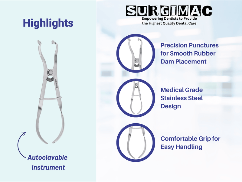 SurgiMac Ivory Rubber Dam Clamp Forceps, Stainless Steel, Eco Series, 1/Pk | SurgiMac Dental Supply