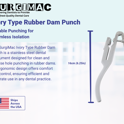 SurgiMac Ivory Rubber Dam Punch, Stainless Steel, Air Series, 1/Pk