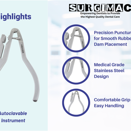 SurgiMac Ivory Rubber Dam Punch, Stainless Steel, Air Series, 1/Pk