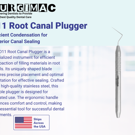 SurgiMac #D11 Root Canal Plugger, Single Ended, Stainless Steel, Hexa Series, 1/Pk