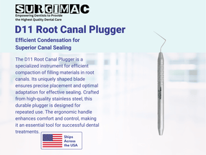 SurgiMac #D11 Root Canal Plugger, Single Ended, Stainless Steel, Hexa Series, 1/Pk 12-803-H