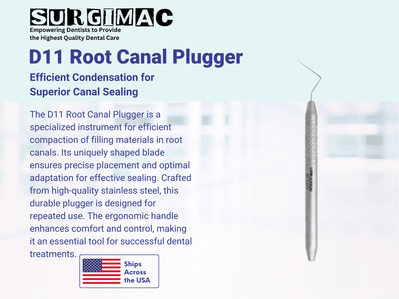 SurgiMac #D11 Root Canal Plugger, Single Ended, Stainless Steel, Hexa Series, 1/Pk 12-803-H