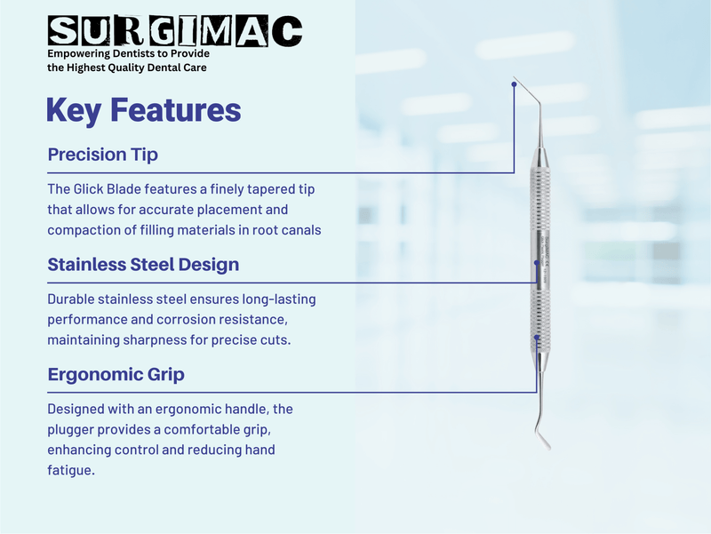 SurgiMac #1 Glick Blade Root Canal Plugger, 3.1 mm and 1mm, Stainless Steel, Air Series, 1/Pk | SurgiMac Dental Supply