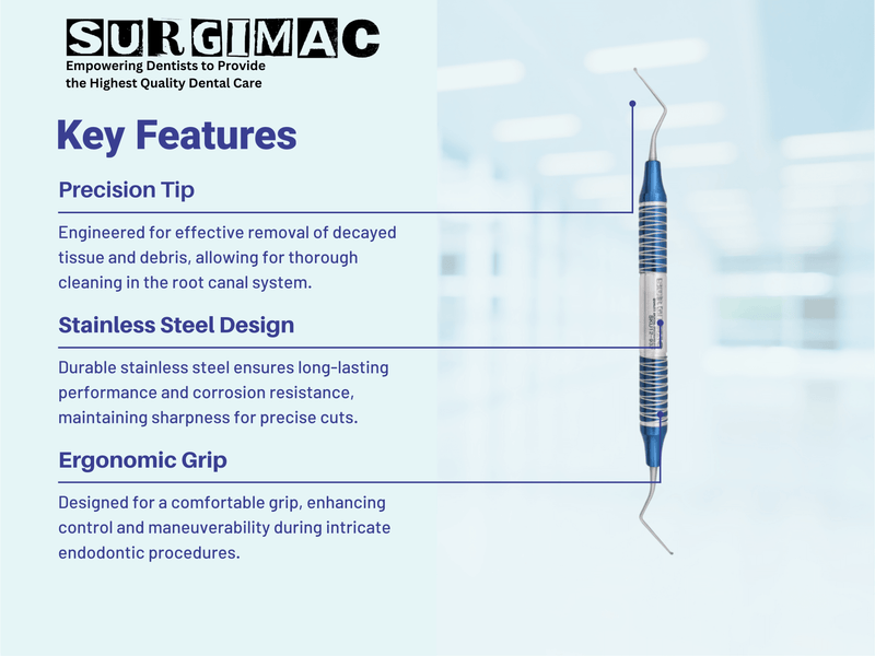#33L Endodontic Excavator, Double Ended, Blue, Stainless Steel, Air Series, 1/Pk 12-933