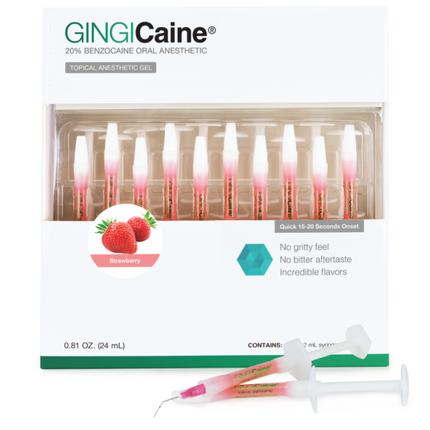 GINGICaine Topical Anesthetic Gel in Syringe. 20 x 1.2 ml Prefilled Syringes