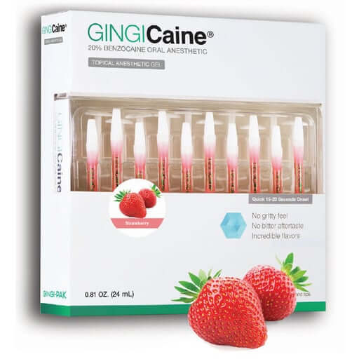 GINGICaine Topical Anesthetic Gel in Syringe. 20 x 1.2 ml Prefilled Syringes | SurgiMac Dental Supply