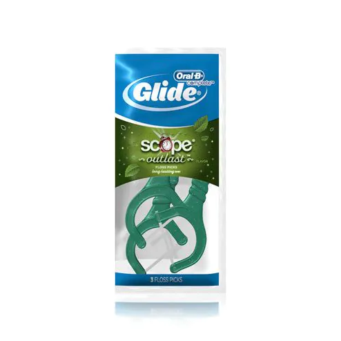 Glide Complete Floss Picks w/Scope , 3/pk, 72 pk/bx (48 bx/plt) 80306376