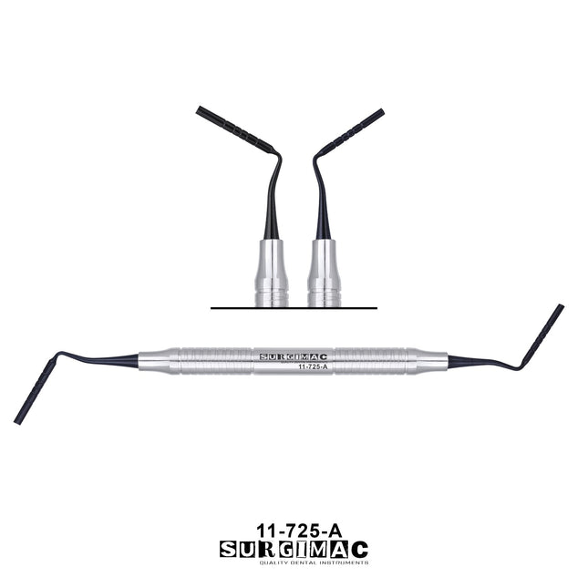 SurgiMac Grisdale Bone Condenser, 2.4/2.7mm Bone Grafting Plugger, Black(TiN) Tips, 8-11-13-18-18mm, Double-Ended, Stainless Steel, Air Series, 1/Pk | SurgiMac Dental Supply