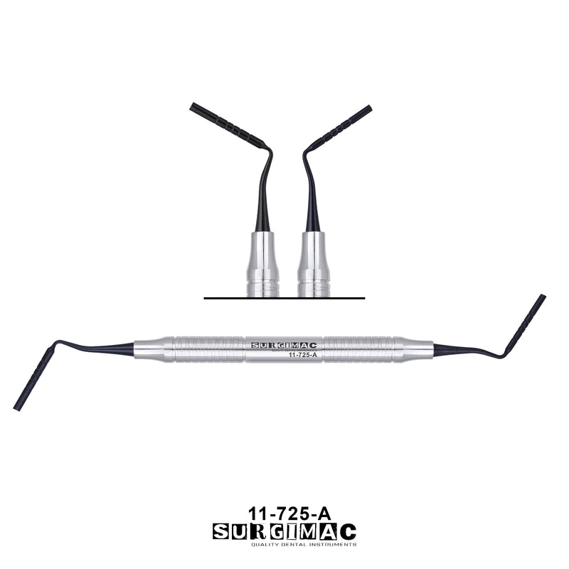 SurgiMac Grisdale Bone Condenser, 2.4/2.7mm Bone Grafting Plugger, Black(TiN) Tips, 8-11-13-18-18mm, Double-Ended, Stainless Steel, Air Series, 1/Pk | SurgiMac Dental Supply