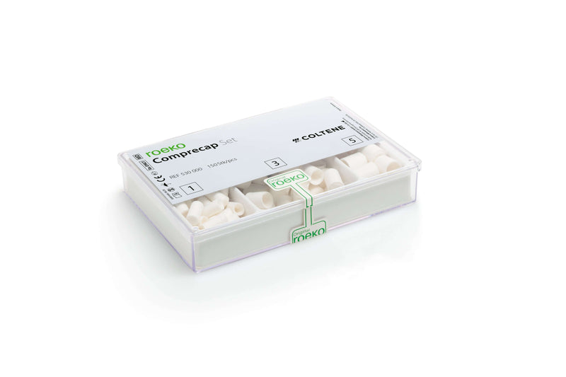 Roeko Comprecap Set: 150 assorted #1 - 7 mm, #3 - 10 mm and #5 - 12.5 mm | SurgiMac Dental Supply