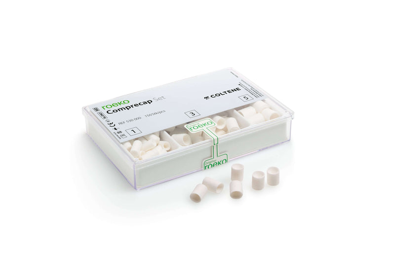 Roeko Comprecap Set: 150 assorted #1 - 7 mm, #3 - 10 mm and #5 - 12.5 mm | SurgiMac Dental Supply
