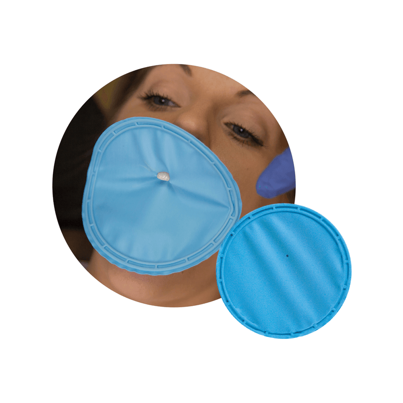 Insti-Dam Blue Latex-Free dam with prepunched hole and built-in white frame | SurgiMac Dental Supply