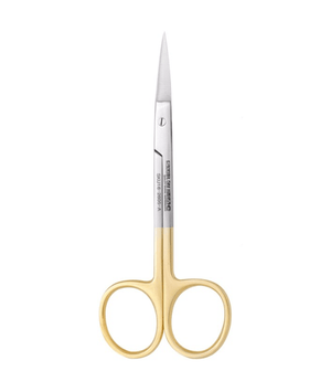Iris Scissors 4.5", Straight Iris Scissors with Tungsten Carbide Tips, Gold Handles, Stainless Steel, Air Series, 1/Pk MS-001