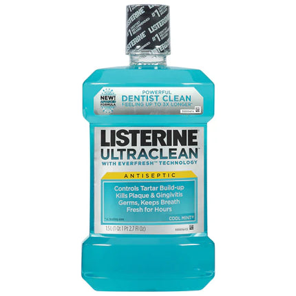 Mouthwash, Listerine Ultraclean, Cool Mint, 1.5L Bottle, 6/cs