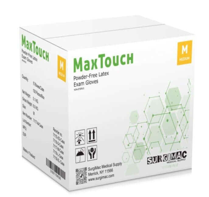 Latex Exam Gloves, MacTouch by SurgiMac | 100 Count 7115-XS