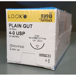 Absorbable Suture with Needle LOOK Plain Gut C31 1/2 Circle Reverse Cutting Needle Size 4 - 0 599B