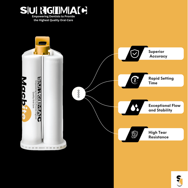 SurgiMac Bite Registration Material, Unflavored Fast Set, 2 - 50 mL Cartridges and 6 Mixing Tips, MacBite, 1/Pk | SurgiMac Dental Supply