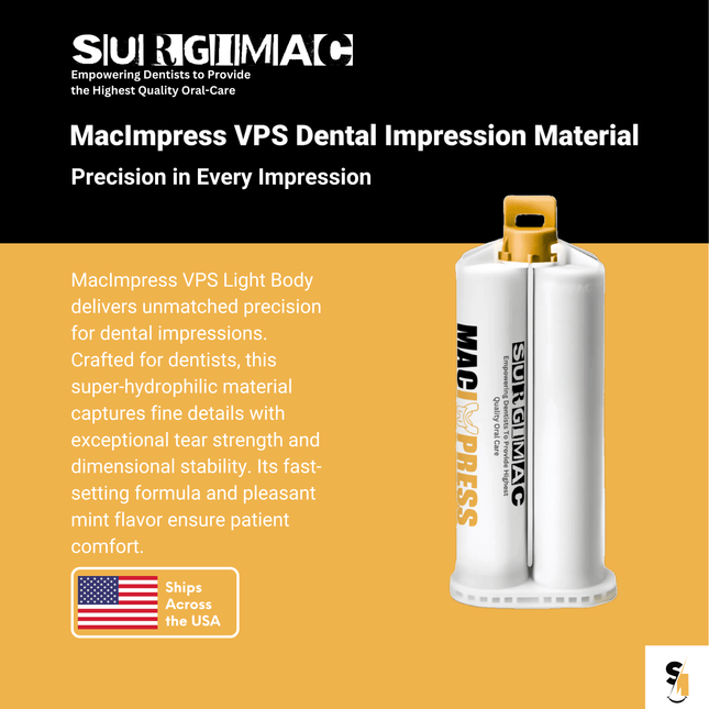 SurgiMac VPS Impression Material Heavy Body, Fast Set, 50 ml Cartridges, MacImpress, 4/Pk | SurgiMac Dental Supply