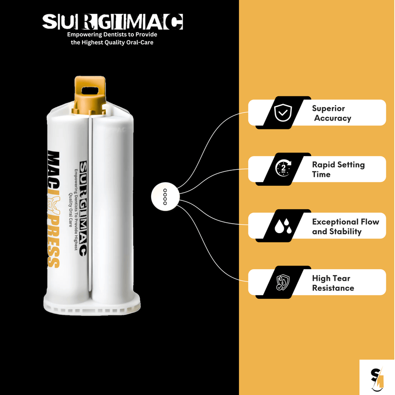 SurgiMac VPS Impression Material Heavy Body, Fast Set, 50 ml Cartridges, MacImpress, 4/Pk | SurgiMac Dental Supply