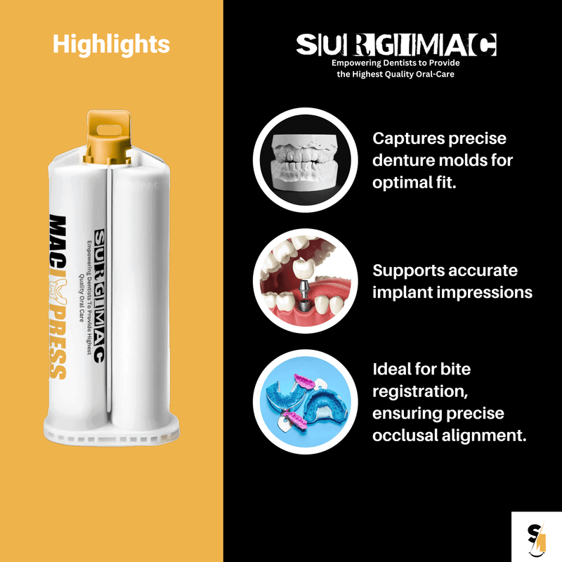 SurgiMac VPS Impression Material Heavy Body, Fast Set, 50 ml Cartridges, MacImpress, 4/Pk | SurgiMac Dental Supply