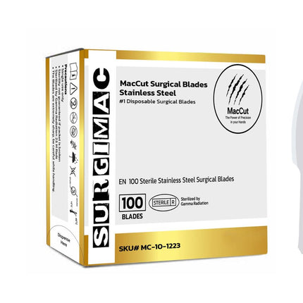 SurgiMac | #23 Sterile Stainless Steel Surgical Scalpel Blade | MacCut by SurgiMac | Box of 100 | MC-10-1223